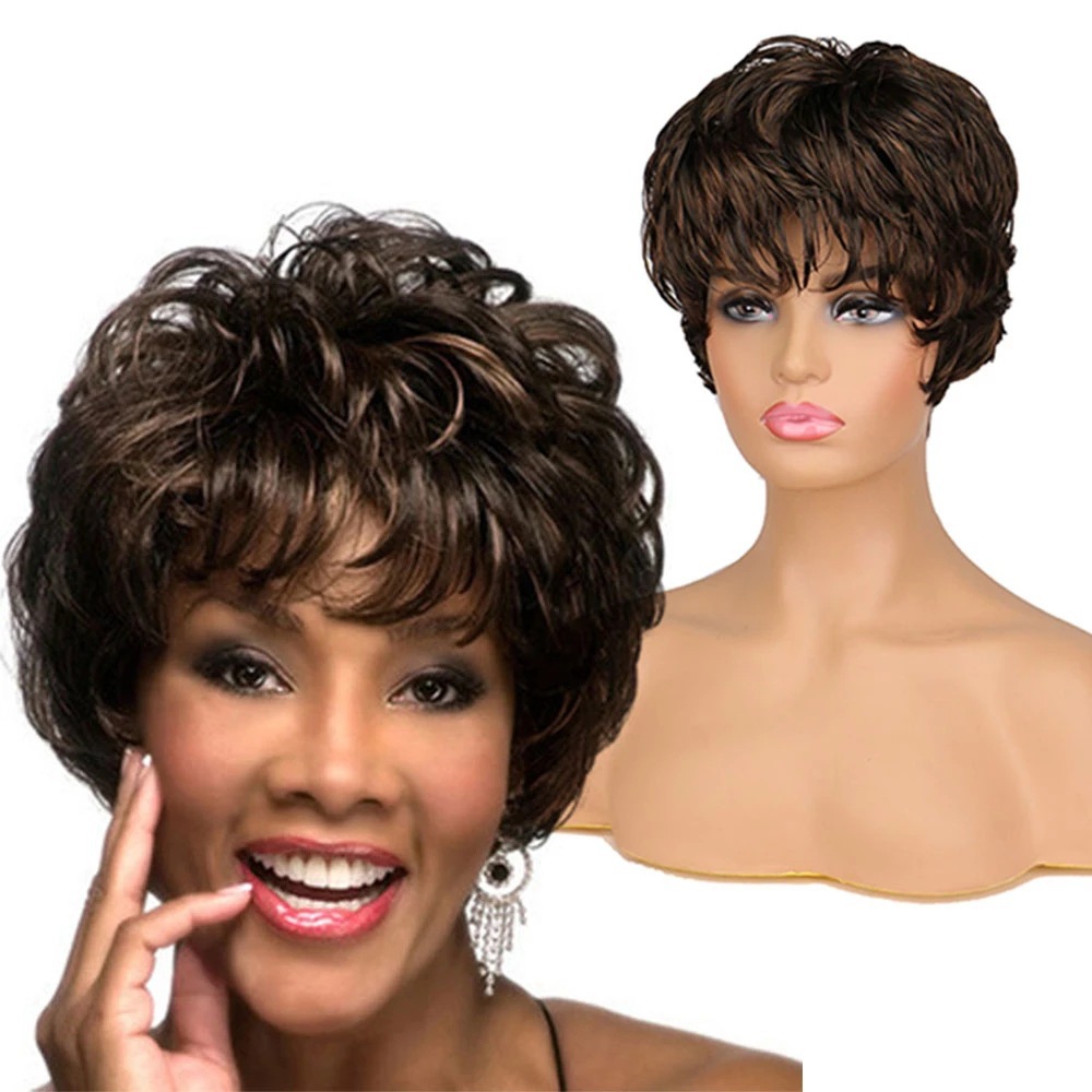 European And American-style Personalized Fluffy Short Curly Wig Cap photo 1