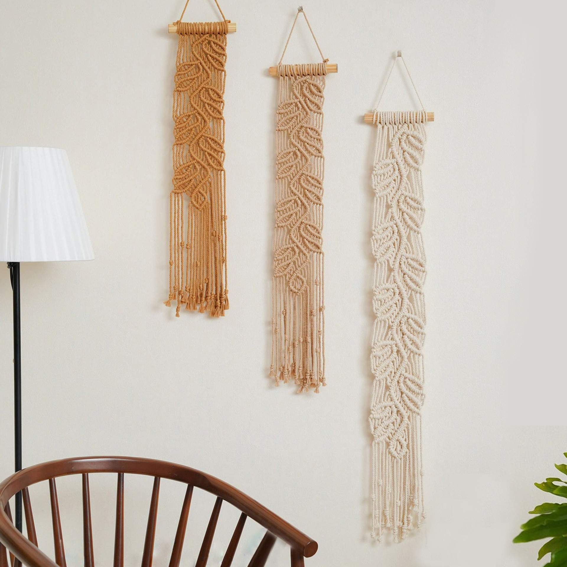 Hand-woven Cotton Rope Leaf Tapestry Bohemian Style photo 1