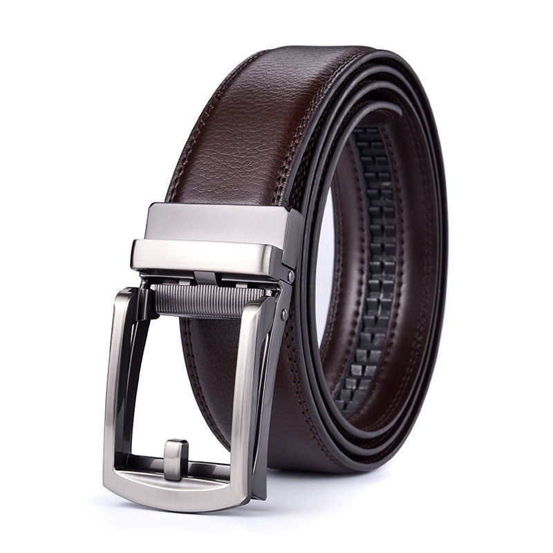 Mens Automatic Buckle Two-layer Cowhide Fashion Belt photo 5