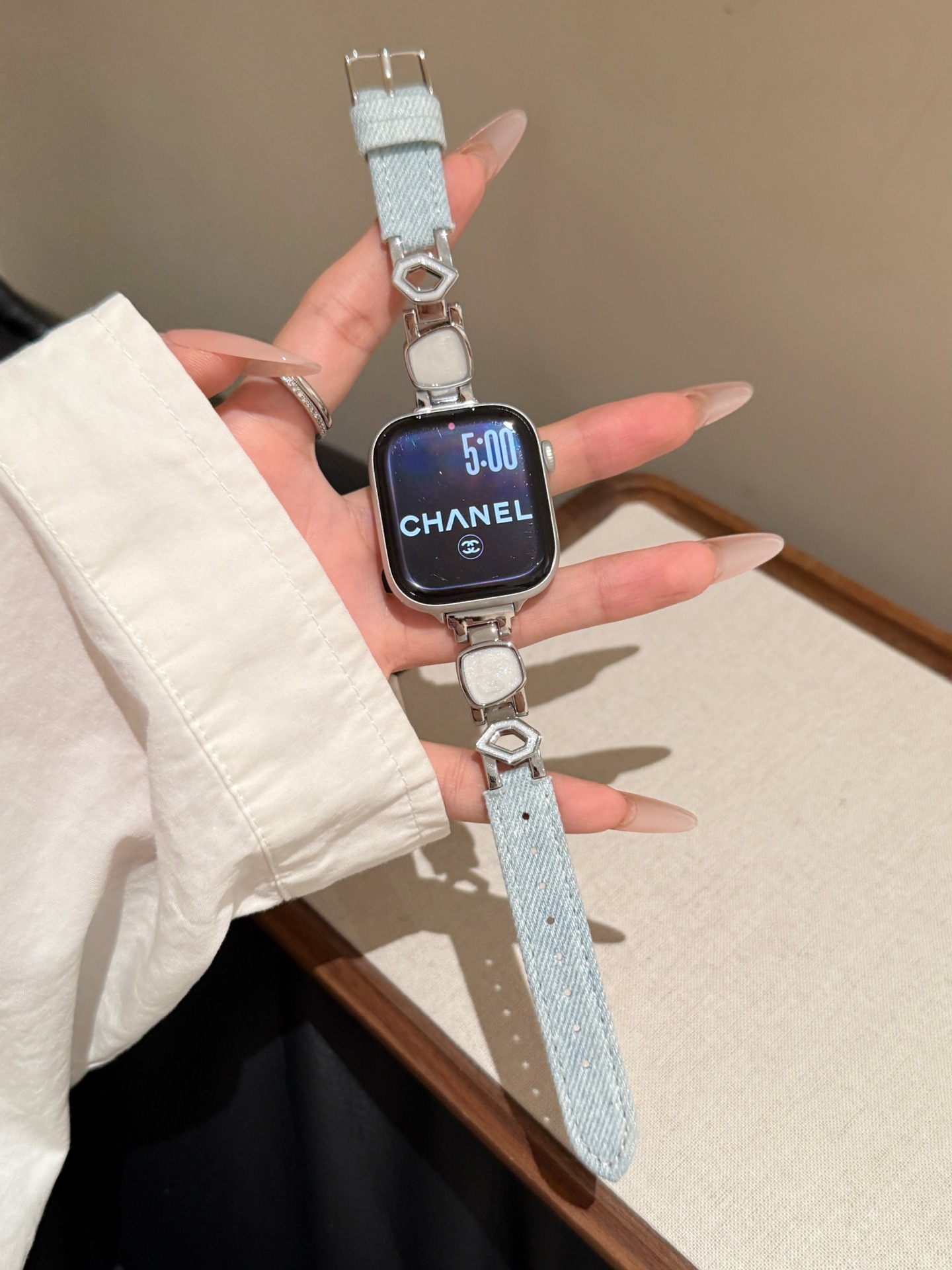 Fashionable Irregular Epoxy Denim Watch Strap photo 8