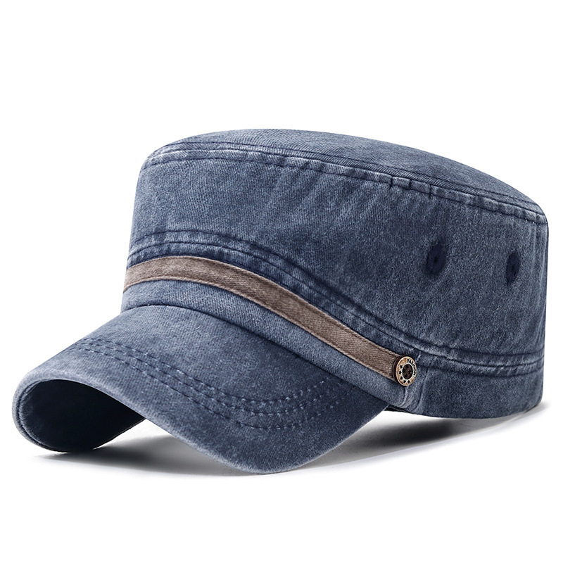 Washed Distressed Flat Crown Hat Breathable Sun Protection Outdoor Cap For Men photo 1