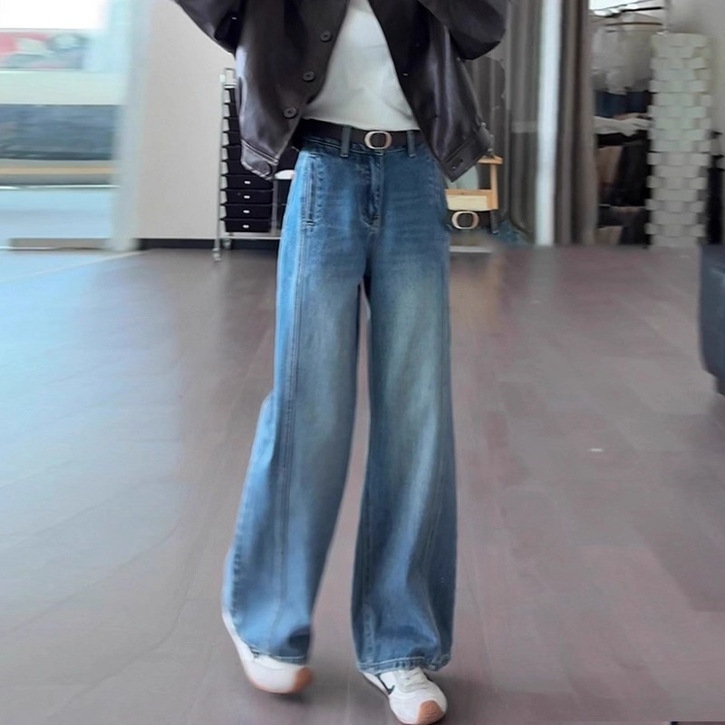 Retro Washed Slim-fit Wide-leg Jeans photo 4