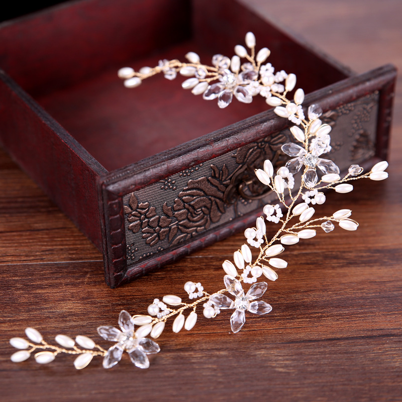 White Pearl Plate Hair Band Wedding Accessories Dress Bridal Headdress photo 2