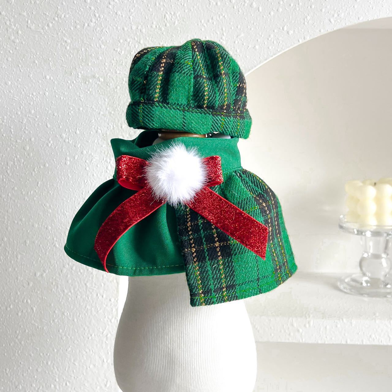 Christmas Pet Outfit Octagonal Hat And Scarf Set photo 6