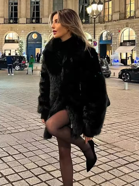 Fashionable Women's Faux Fur Coat photo 5