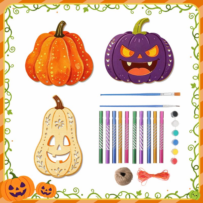 Wooden Pumpkin Wind Chime DIY Craft Kit Pendant Decoration photo 4