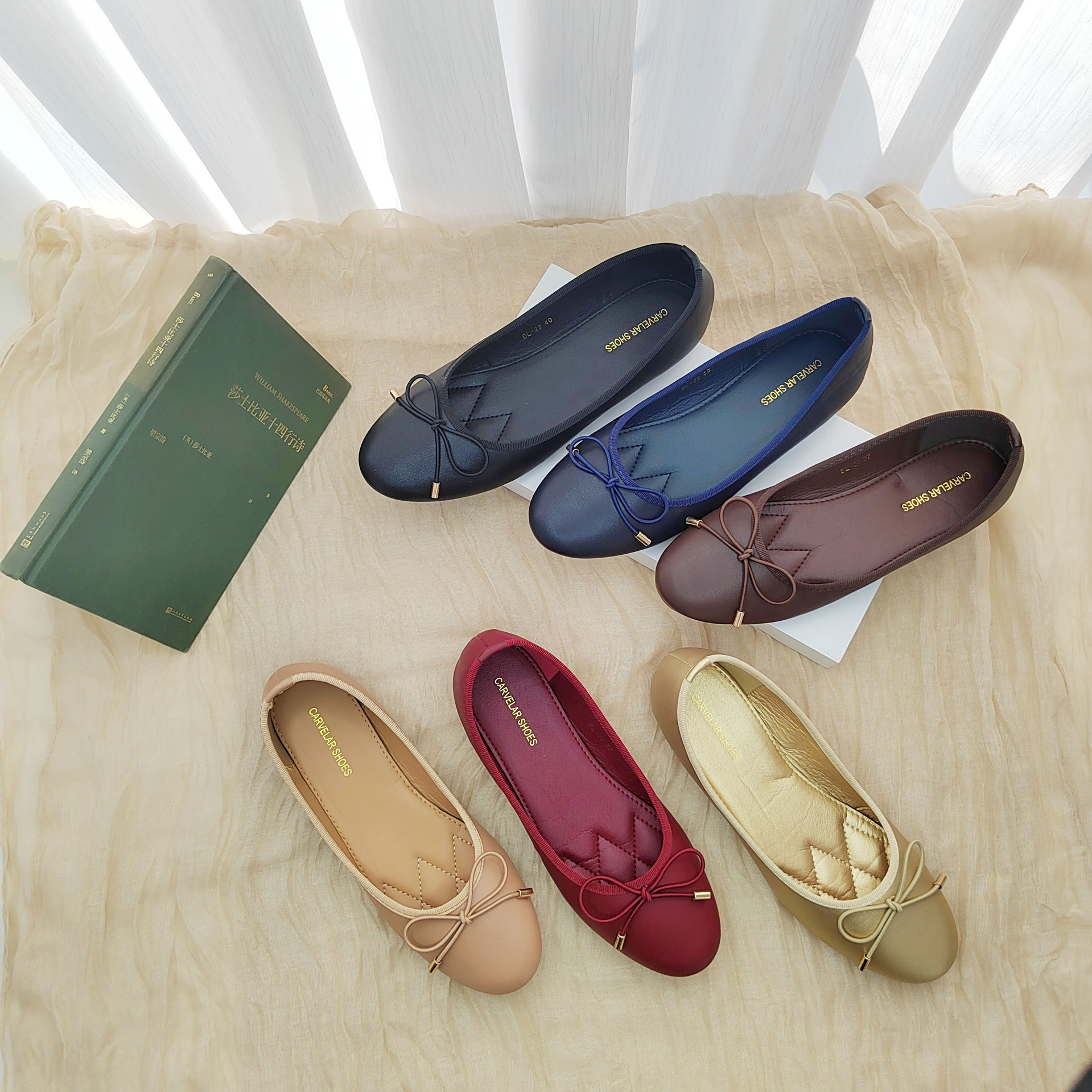 New Springsummer Bow-tie Low-cut Ballet Flats With Thick Soles photo 2