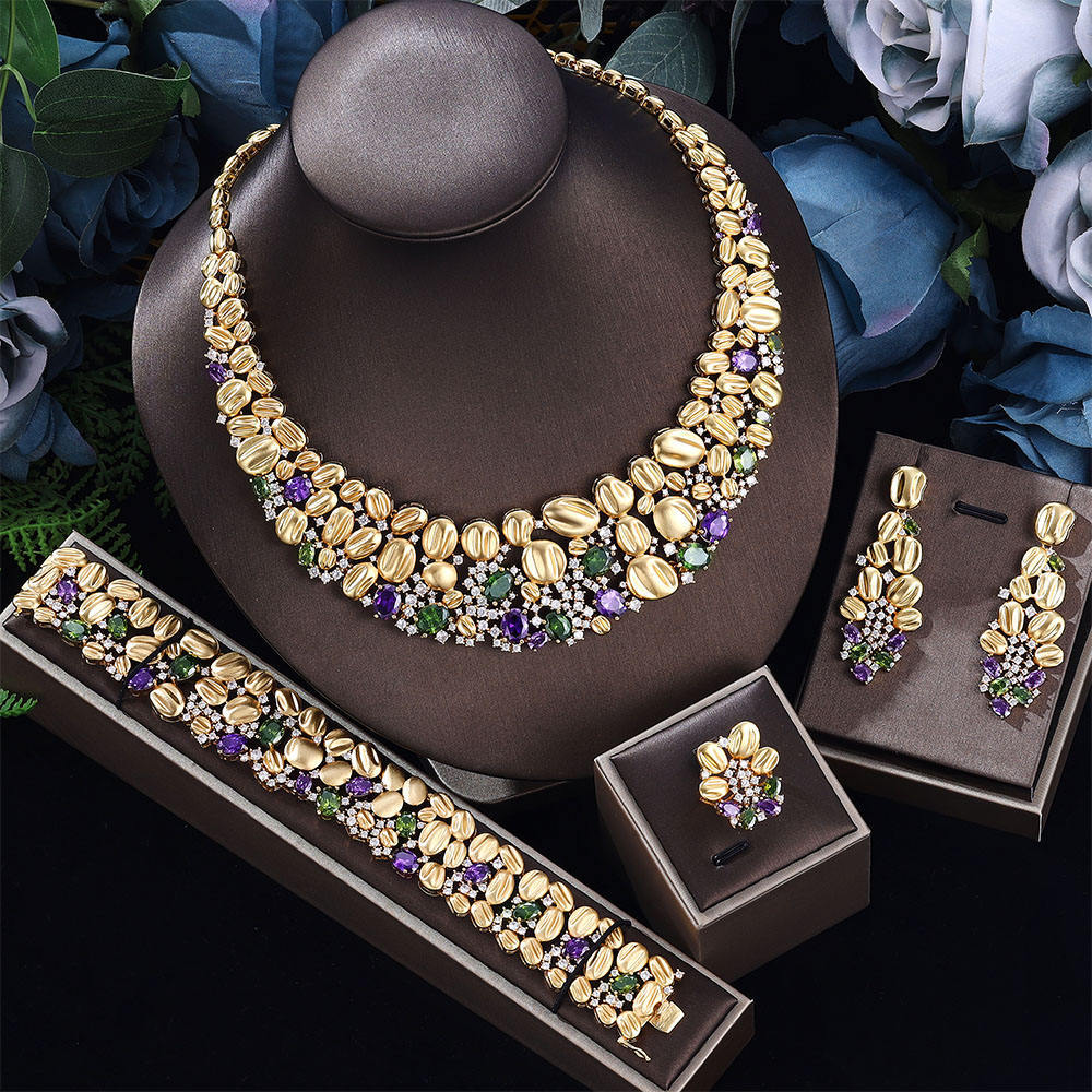 Exaggerated Necklace And Earring Wedding Set, Luxurious And Fashionable photo 3