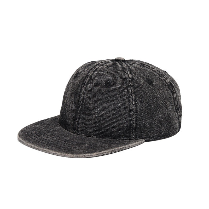 Denim Baseball Cap Washed And Distressed Hip-hop Style Soft-crown Six-panel Flat-brim Hat photo 5
