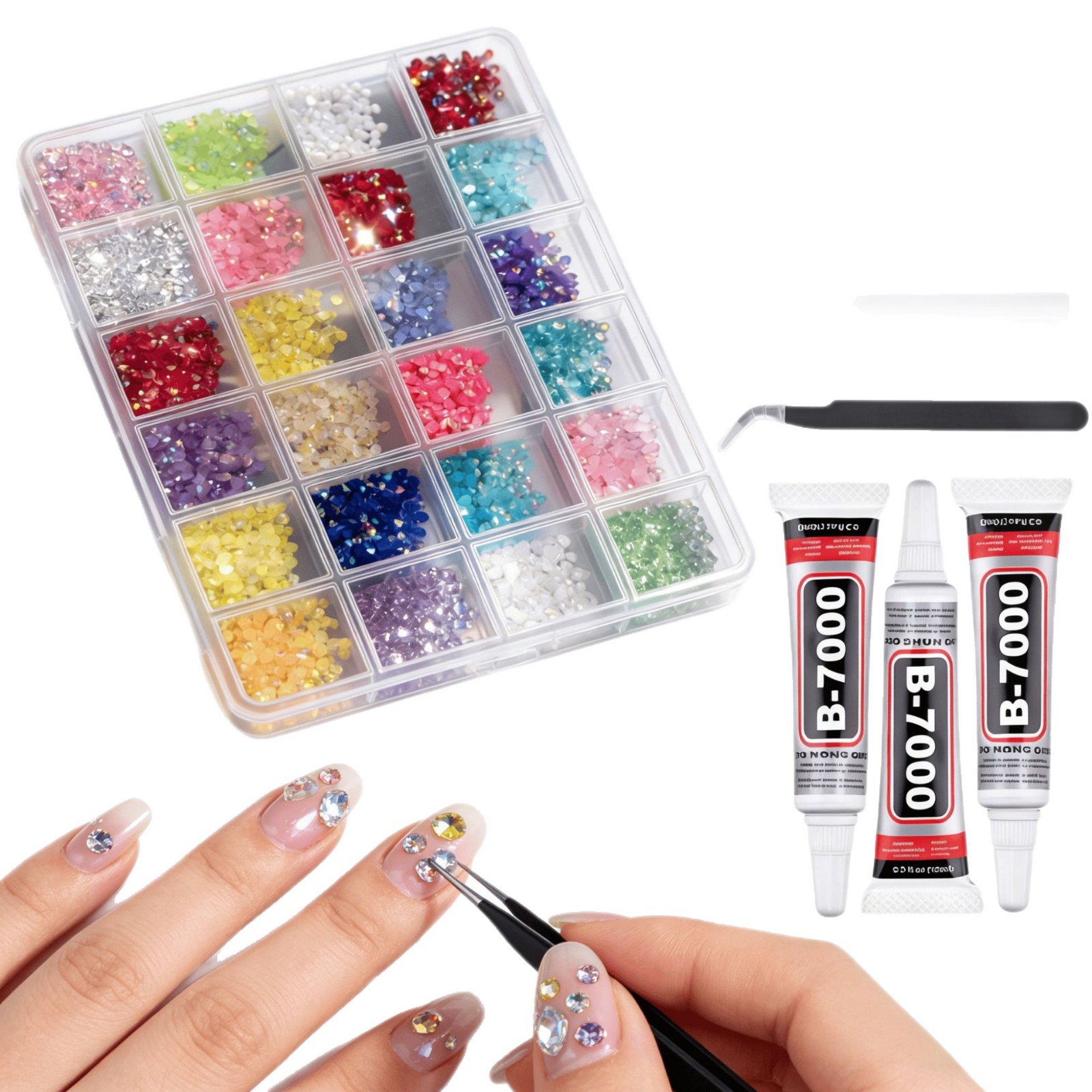 Pointed Resin Rhinestones Nail Art Decoration Set photo 5