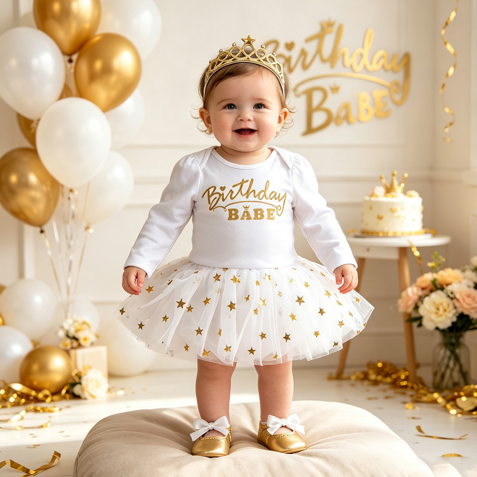 Crown-shaped Tutu Skirt With Mesh And Headband Plus Shoes photo 6