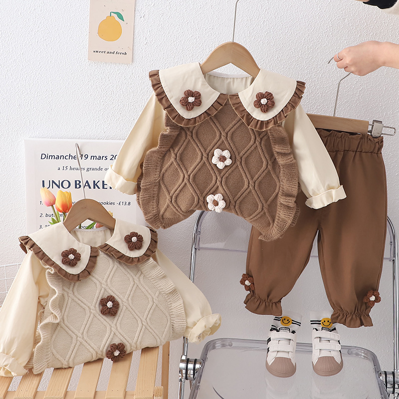 Baby Girl Spring Outfit Set Stylish Childrens Sweater Vest photo 1