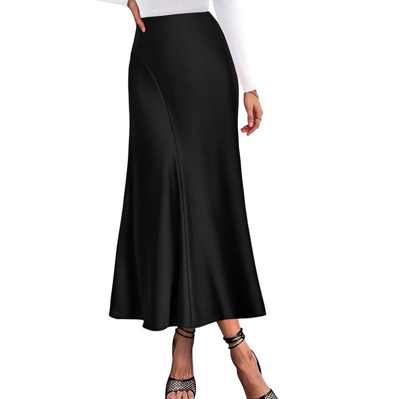 Woven Acetate Draped High-waisted Mermaid Skirt For Women photo 2
