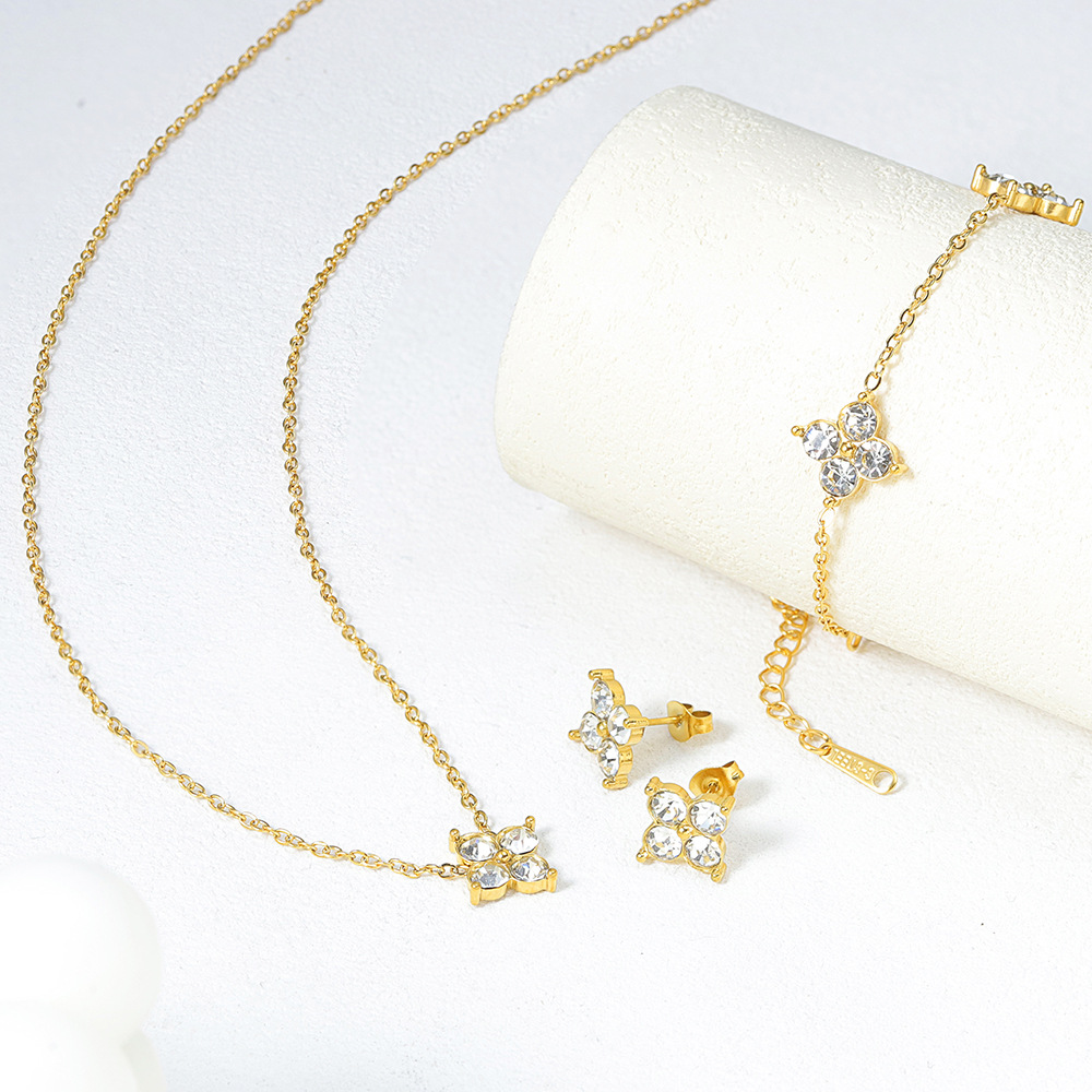 French Babys Breath Bracelet Necklace And Earrings Set photo 4