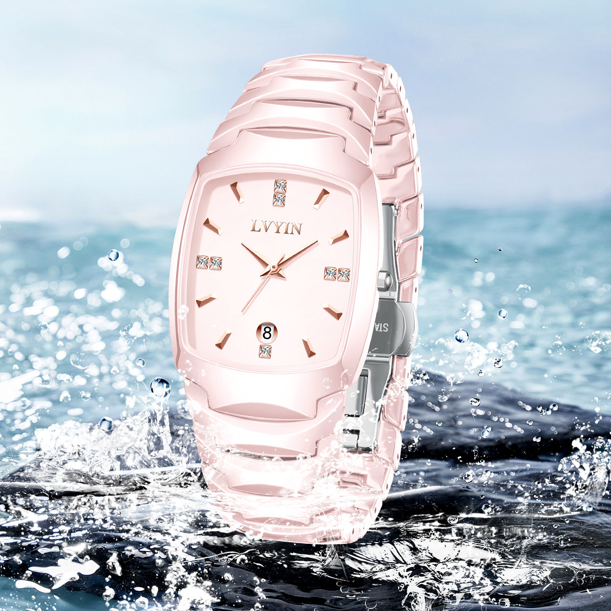 Barrel-shaped Best-selling Waterproof Ceramic Quartz Watchmens And Womens Timepieces photo 7