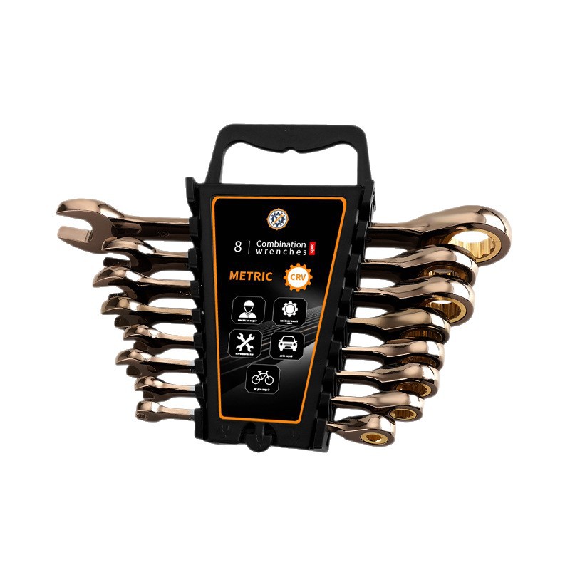 Quick Dual-Use Black Nickel Ratchet Wrench Set photo 8