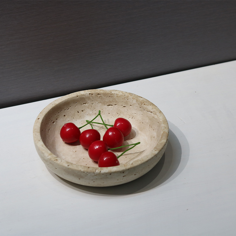 Light Luxury Simple Geometric Round Anti-Hole Stone Resin Fruit Plate photo 1