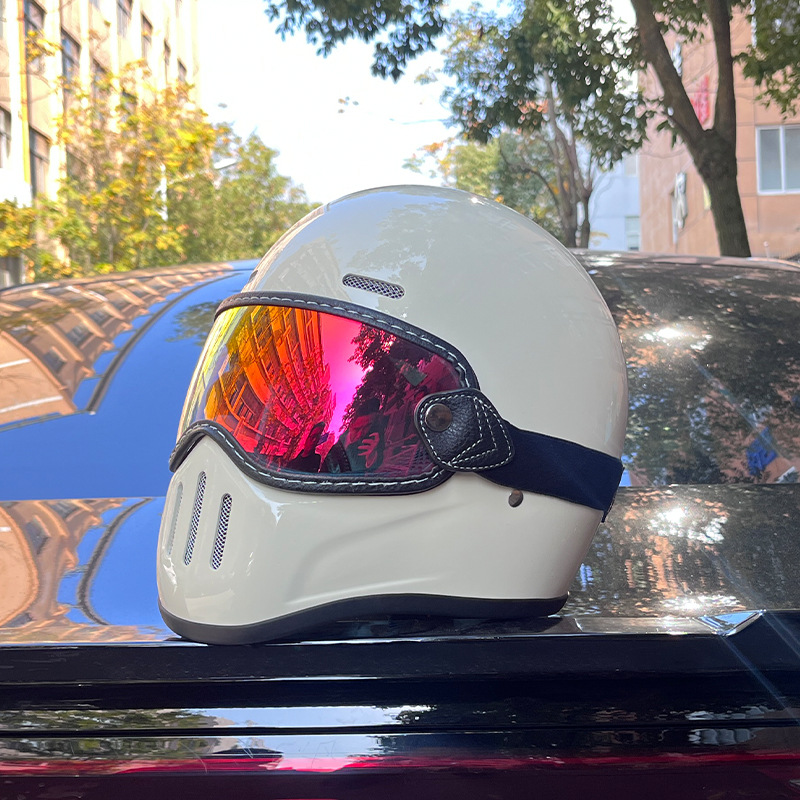 Vintage Versatile Fiberglass Motorcycle Helmet photo 3