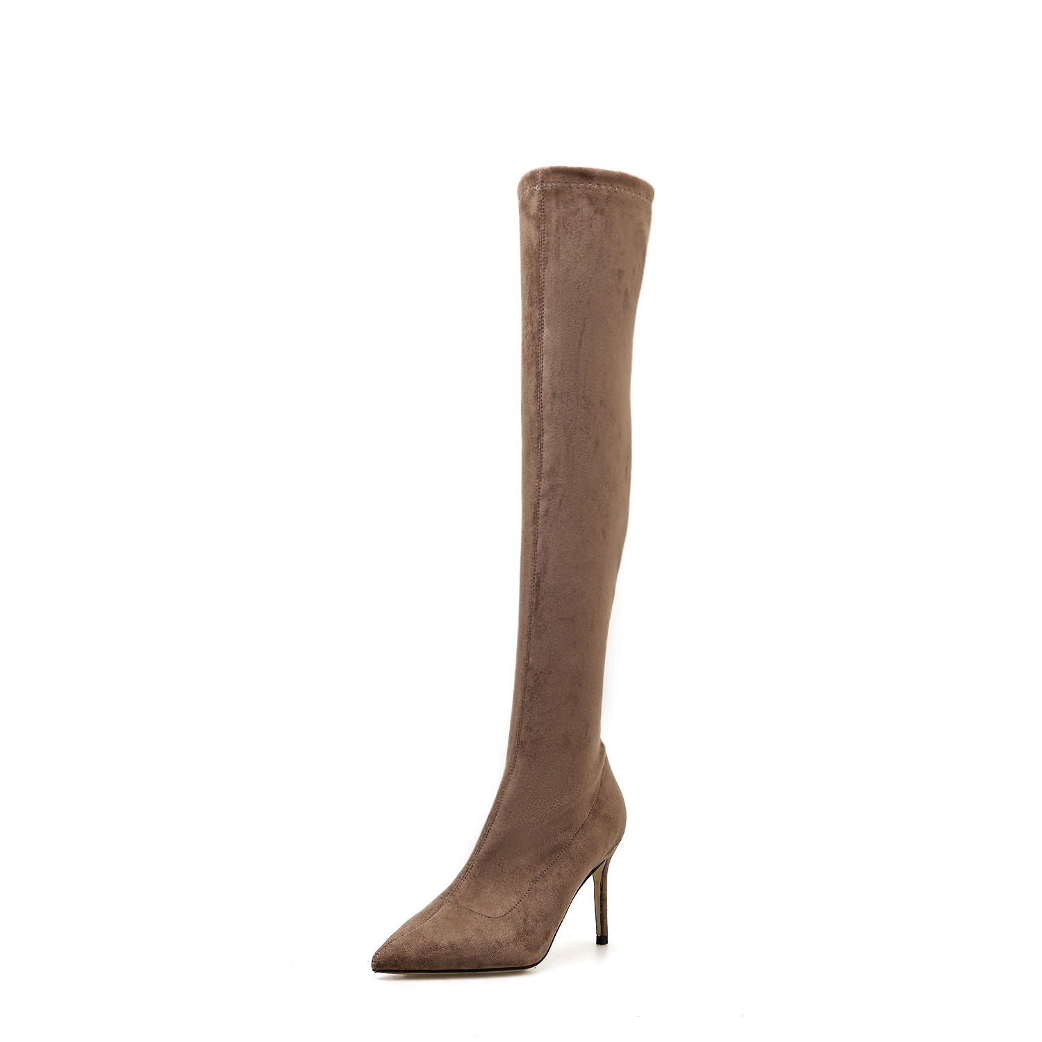 Black Suede Slimming Pointed-toe Stiletto High-heeled Womens Boots photo 7