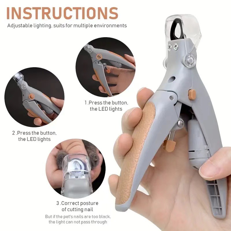 Pet Nail Clippers With LED Light Polishing And Cleaning Tools photo 6