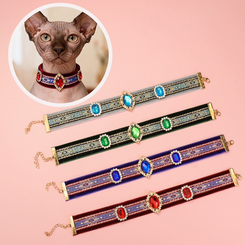 Flocked Ethnic-Style Pet Collar For Cats photo 1