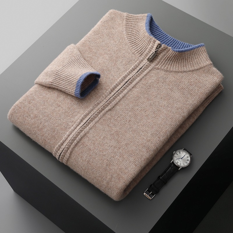 Color-block Cardigan Business Knit Suit For Men photo 2