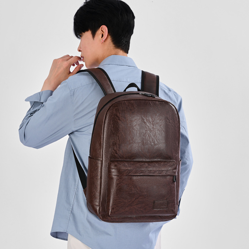 PU Leather Backpack Mens Large-capacity School Bag photo 6