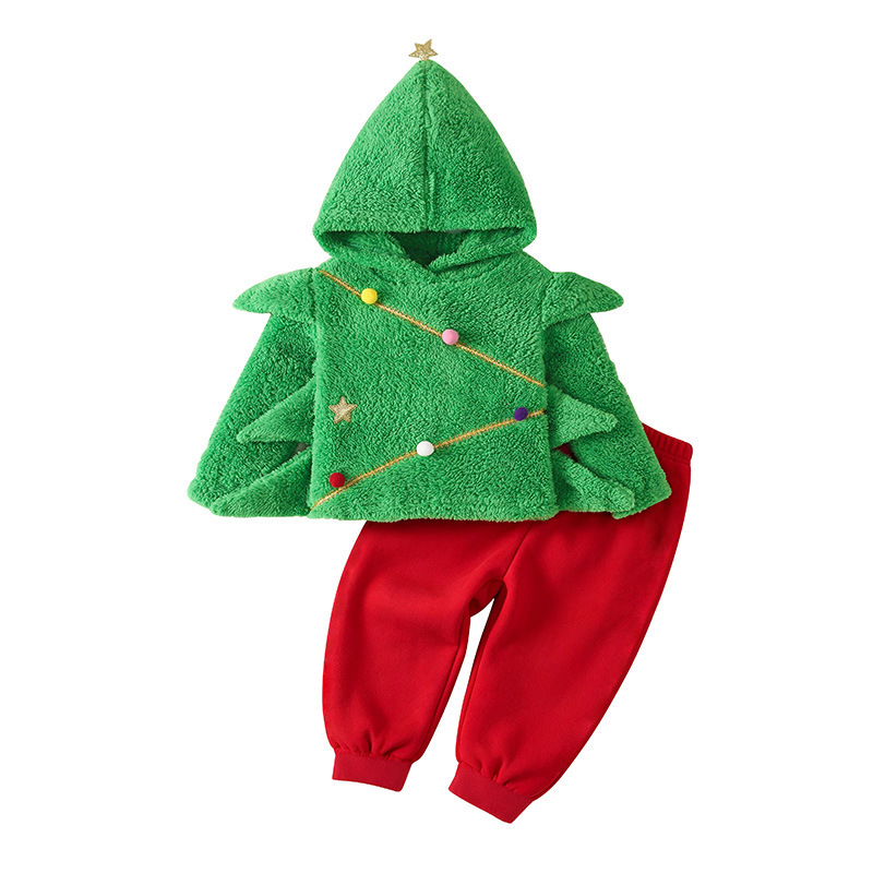 Children's Christmas Tree Costume Set Christmas Party Cosplay Outfit photo 5