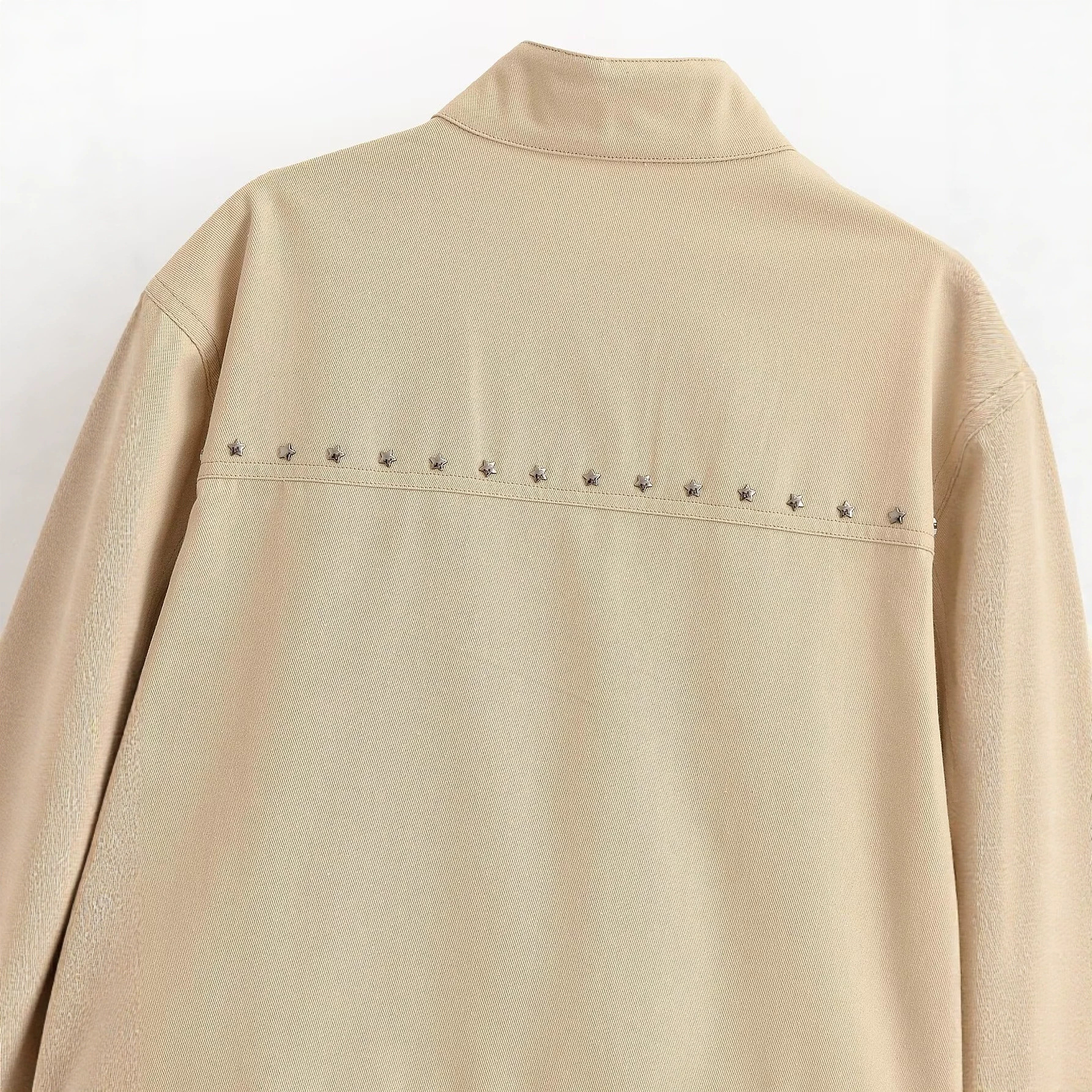 Women's Studded Stand-collar Cropped Jacket photo 2