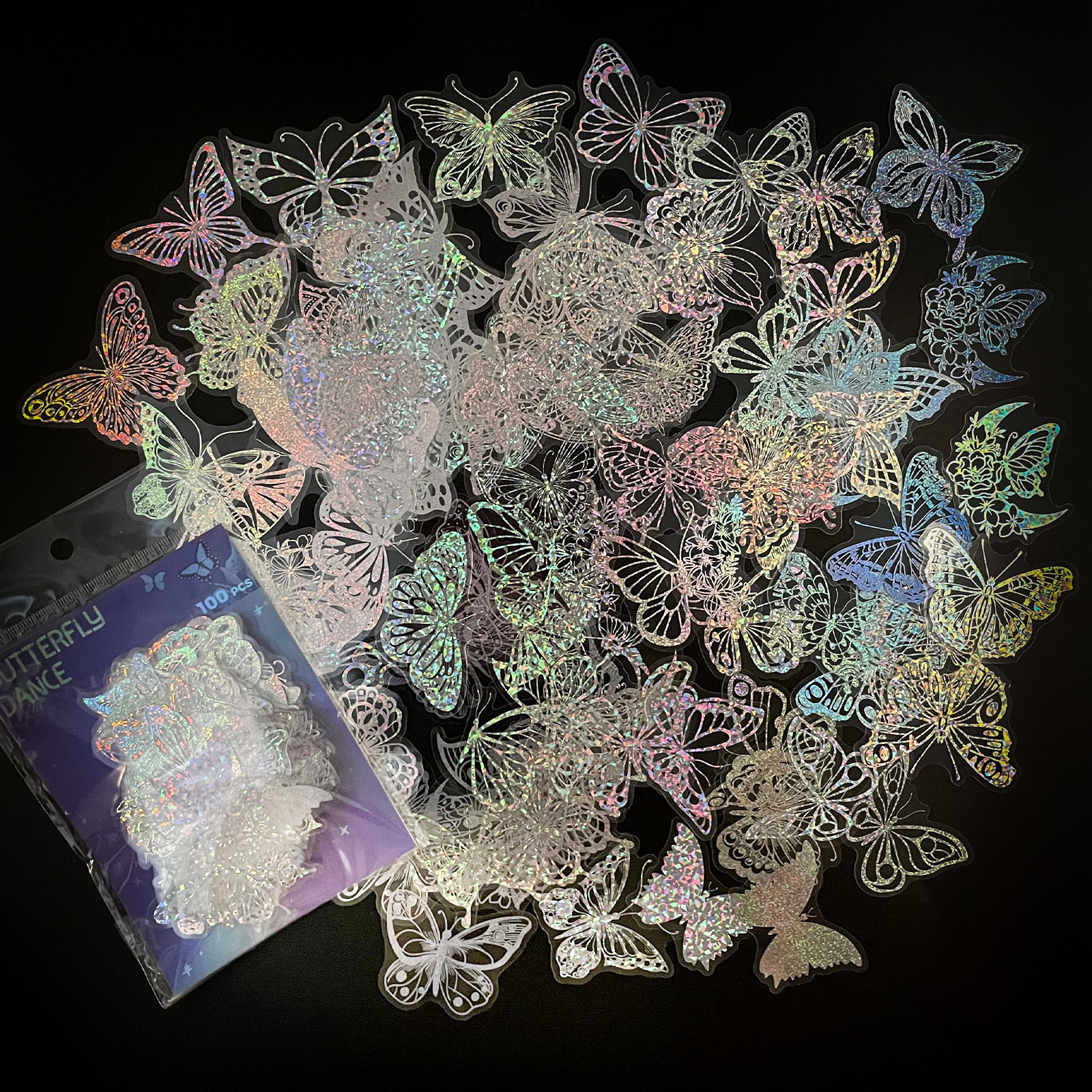 Transparent Butterfly Laser Stickers Creative Retro photo 2