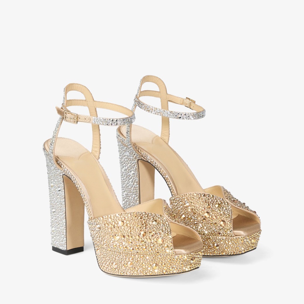 Rhinestone-decorated Fish-mouth High-heeled Sandals With A Thick Sole Featuring A Chunky Heel Design For Women photo 1