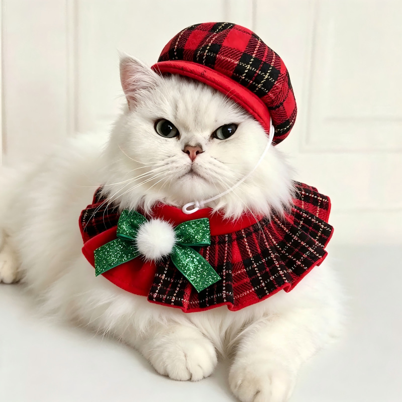 Christmas Pet Outfit Octagonal Hat And Scarf Set photo 4