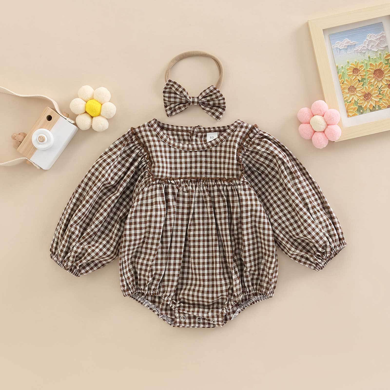 Simple Plaid-Print Long-Sleeve Outfit For Infants And Toddlers photo 2