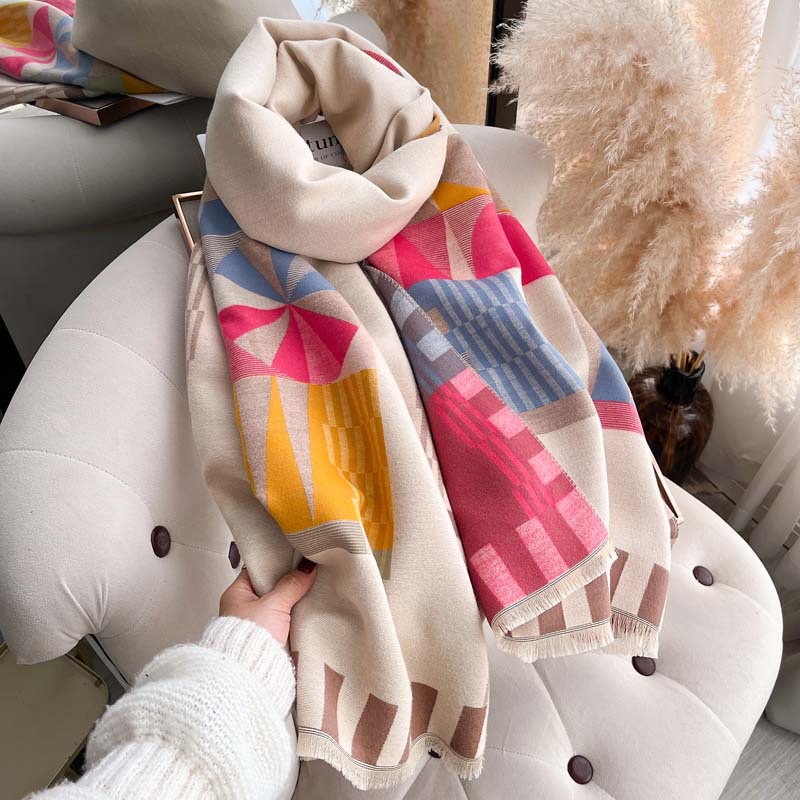 Jacquard Shawl Double-sided Thickened Scarf photo 4