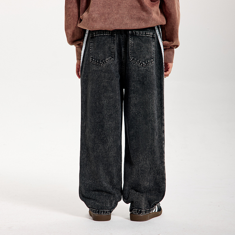 Retro Childrens Straight-Leg Casual Patchwork Jeans photo 4