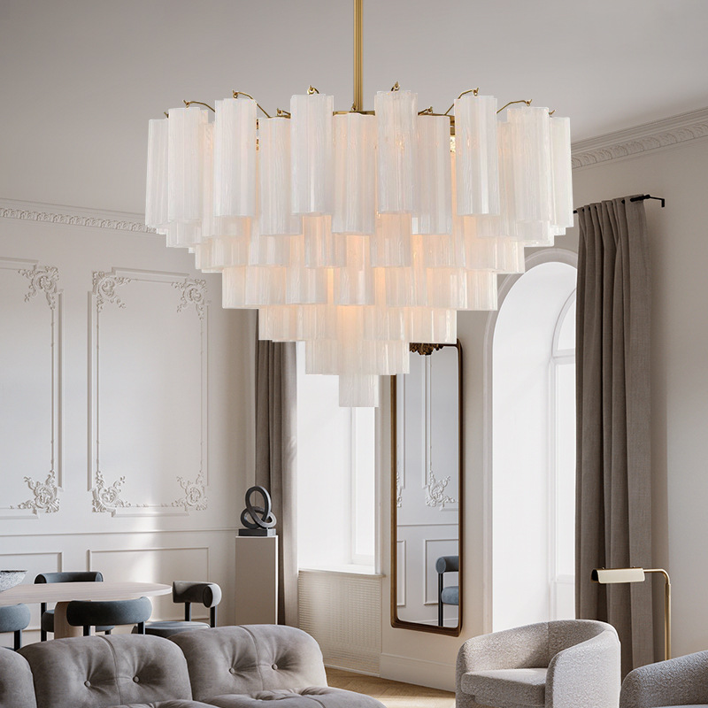 French-style Villa Vintage-style Staircase Hall Glass Chandelier photo 1