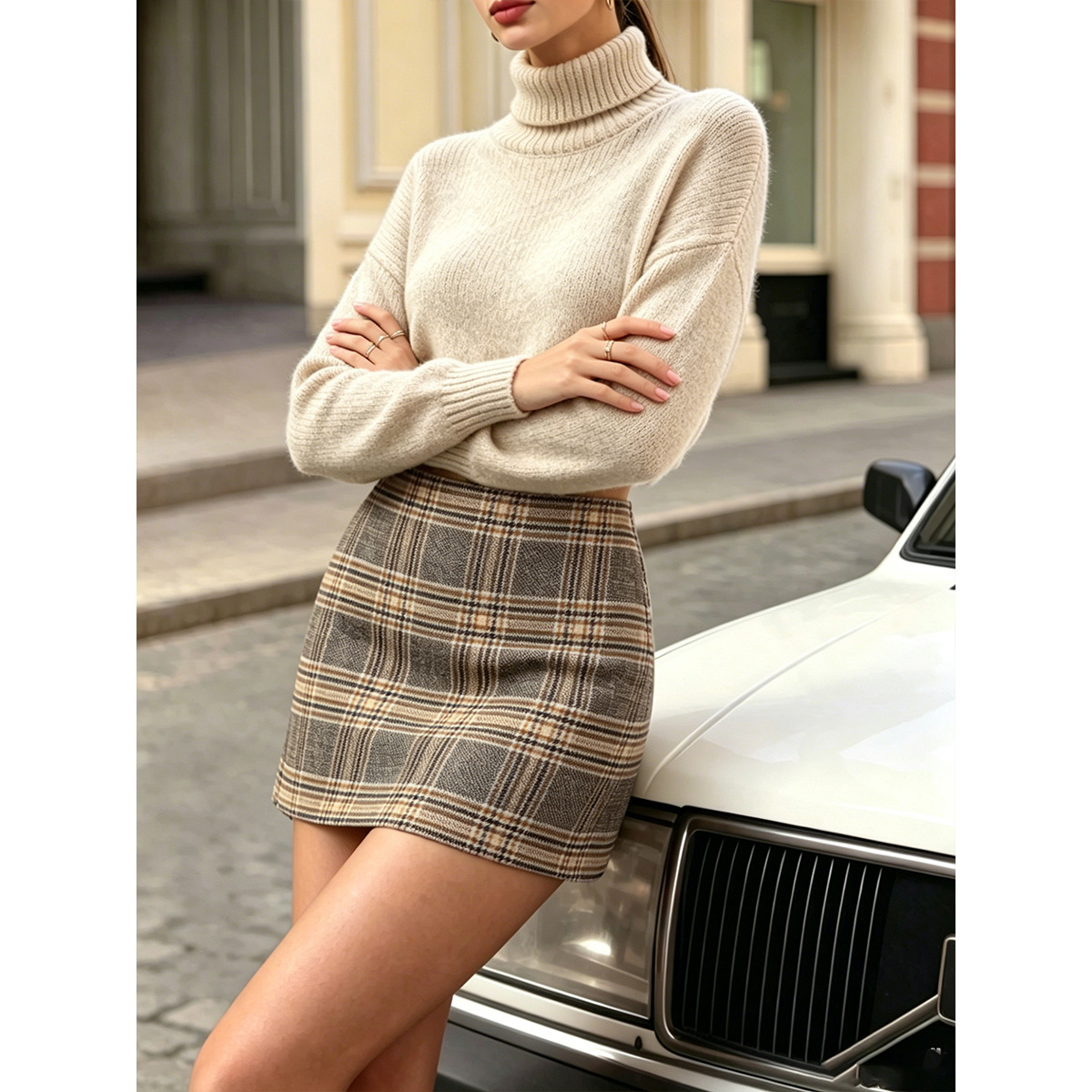 Plaid High Waist A- Line Skirt Women photo 5