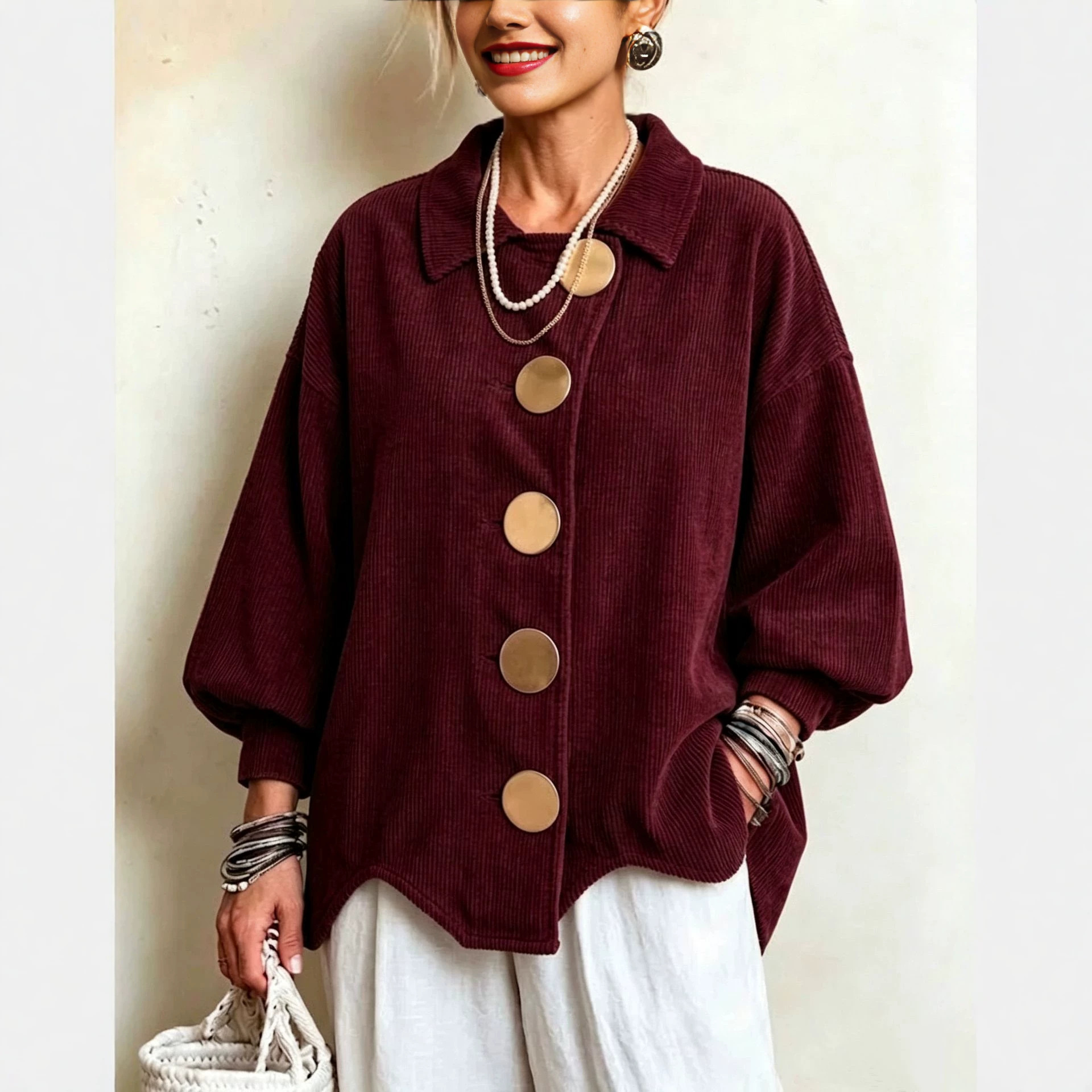 Oversized Metal-button Corduroy Jacket photo 4