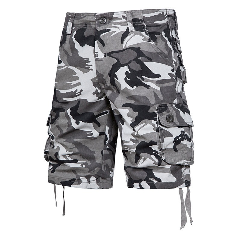 Summer Thin Washed Workwear Casual Loose-fit Camouflage Five-point Pants photo 3