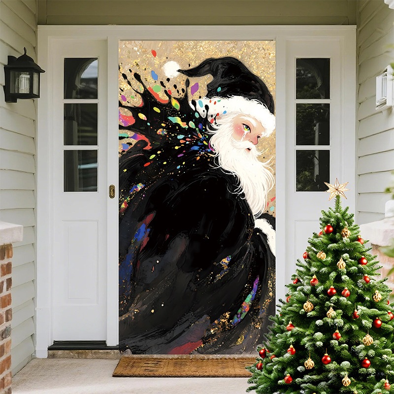 Christmas-themed Scene Decoration Backdrop Door Curtain photo 1
