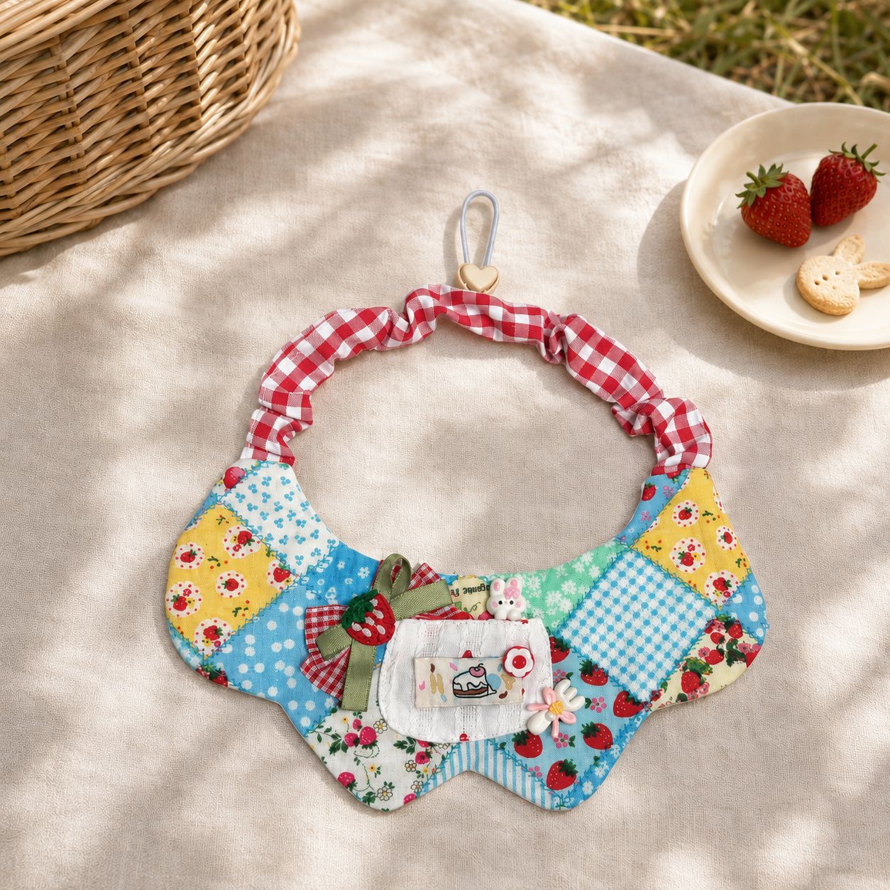 Bow-Knot Strawberry Patchwork Pet Bib photo 2