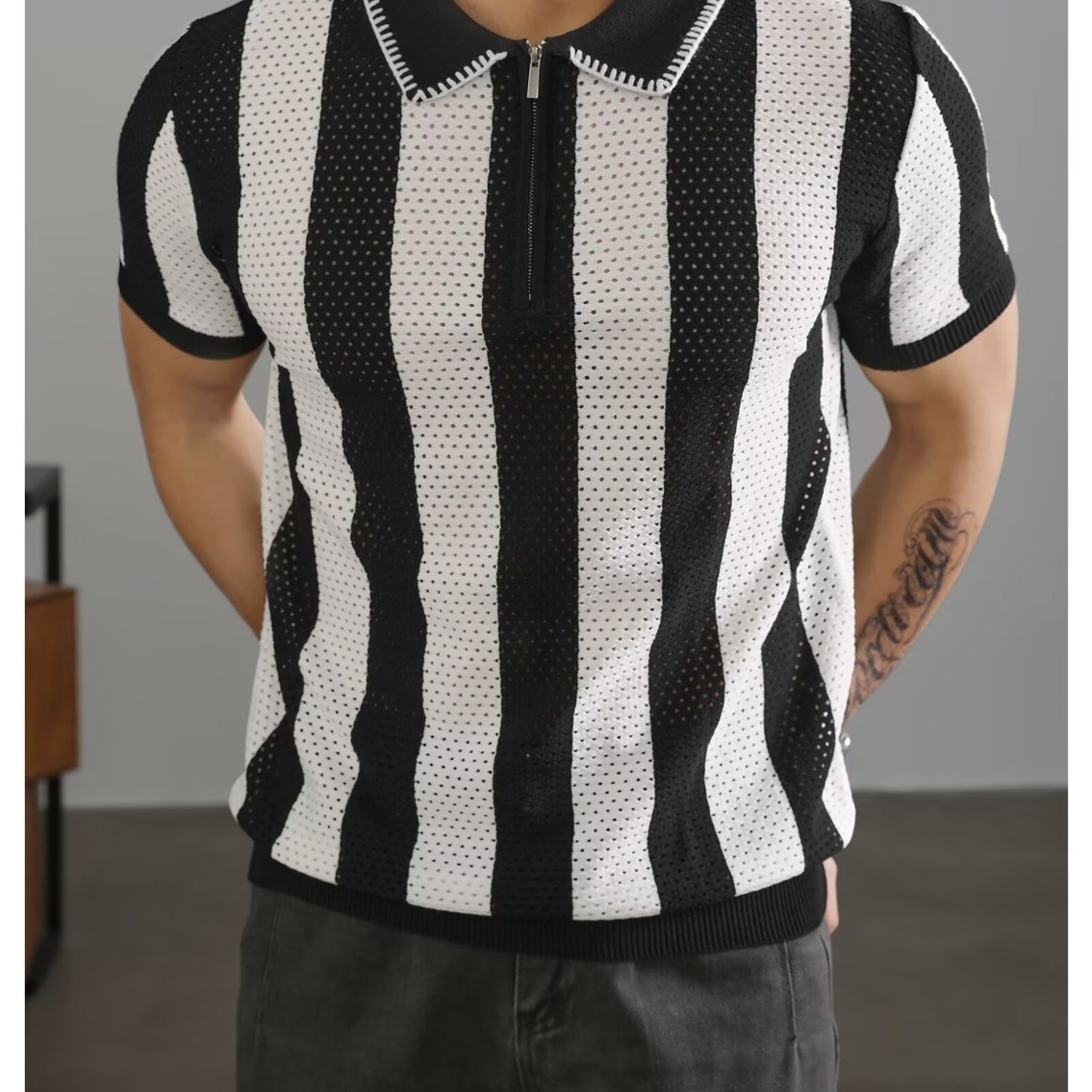 Lapel-collar Business Paul Men's Summer T-shirt For Men photo 2