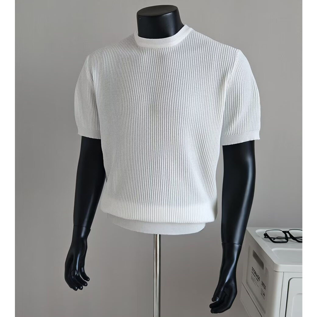 Men's Half-Neck Anti-Stripe Ice-Silk Short-Sleeve T-Shirt For Summer photo 7