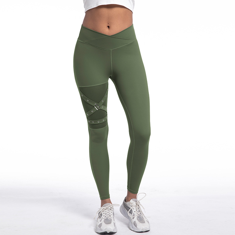 Women's Mesh Yoga Pants With A Crisscross Waist Design photo 8