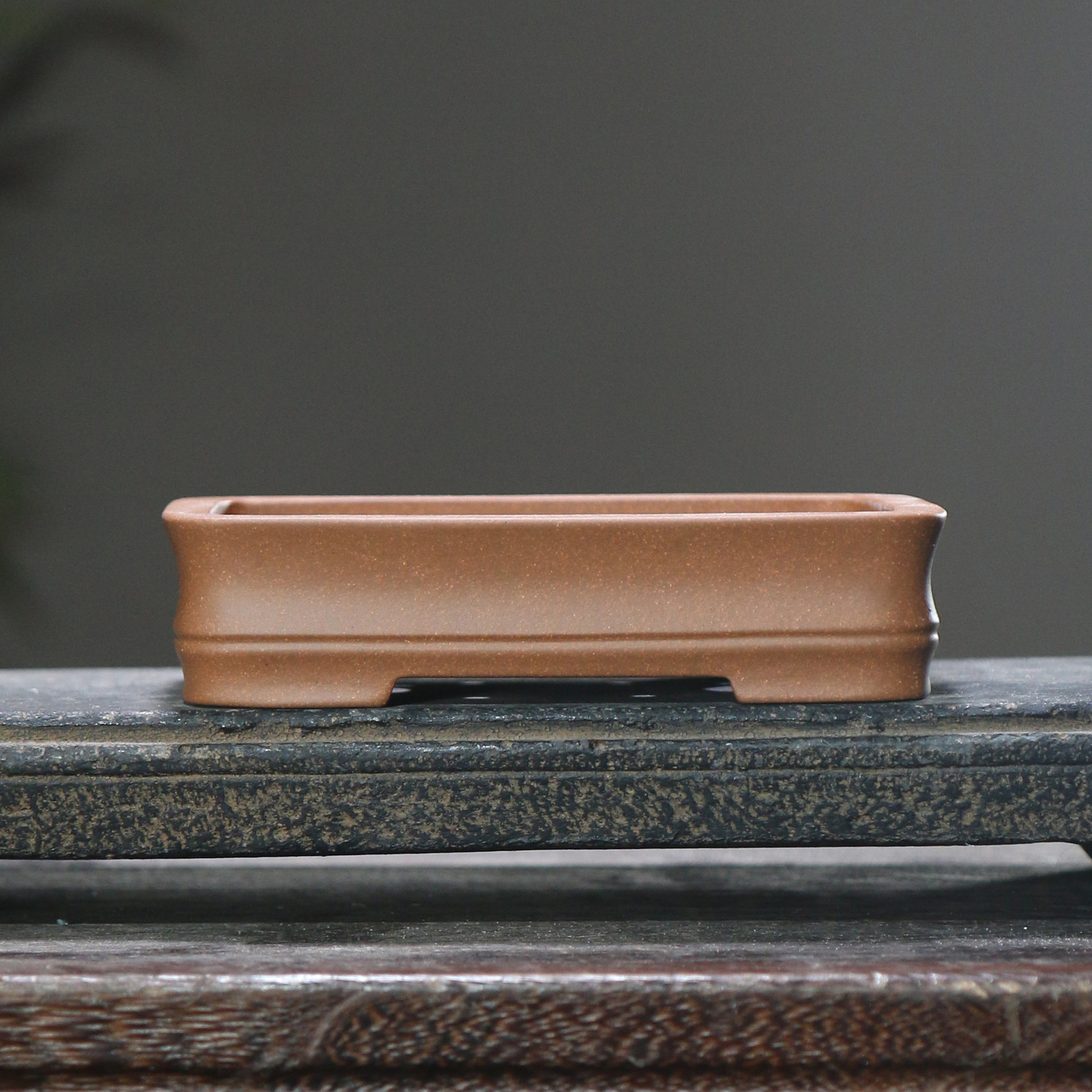 Rectangular Bamboo-joint Yixing Clay Bonsai Pot photo 4