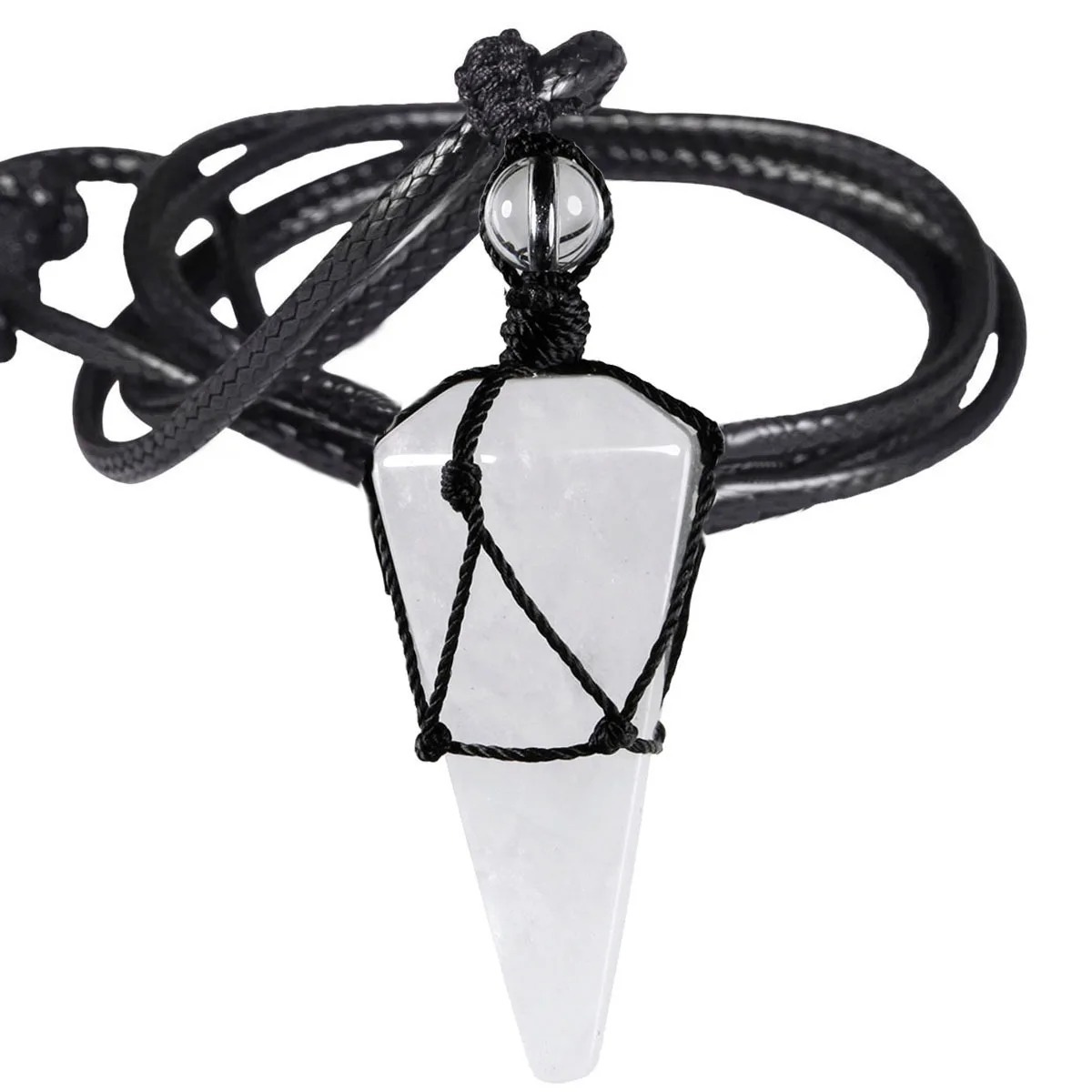 Natural Stone Three-Dimensional Hexagonal Pendulum Necklace photo 5