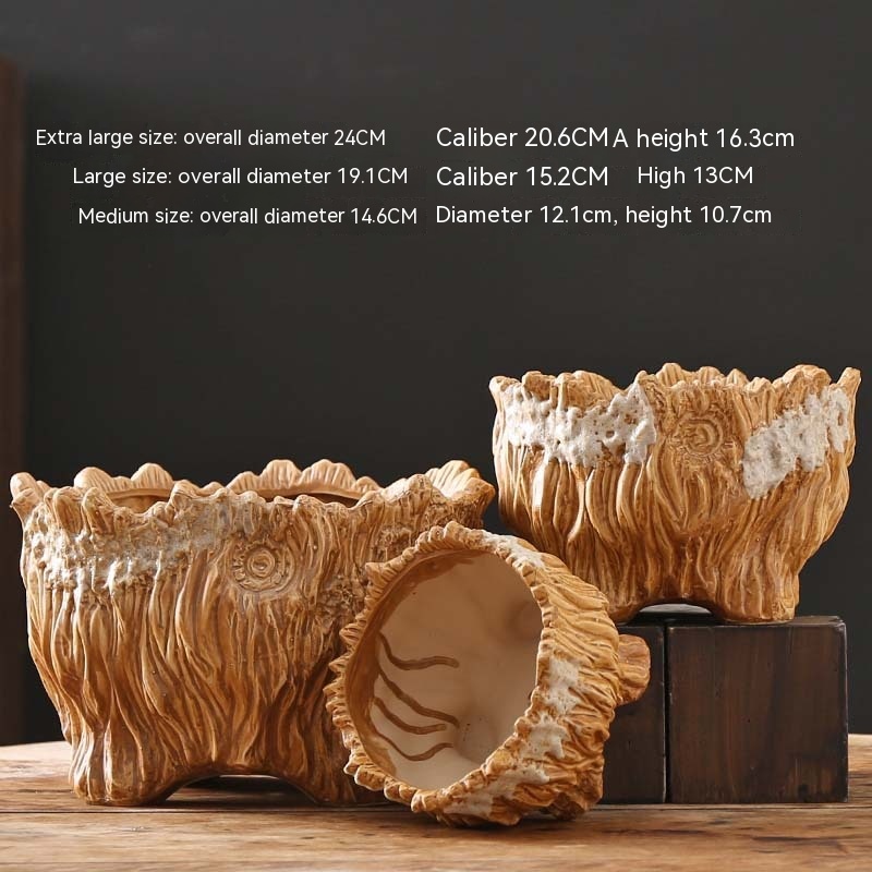 Flower Pot Ceramic Large Extra Large Wood Shaped Tree Root Green Plant Succulent Flower Pot photo 8