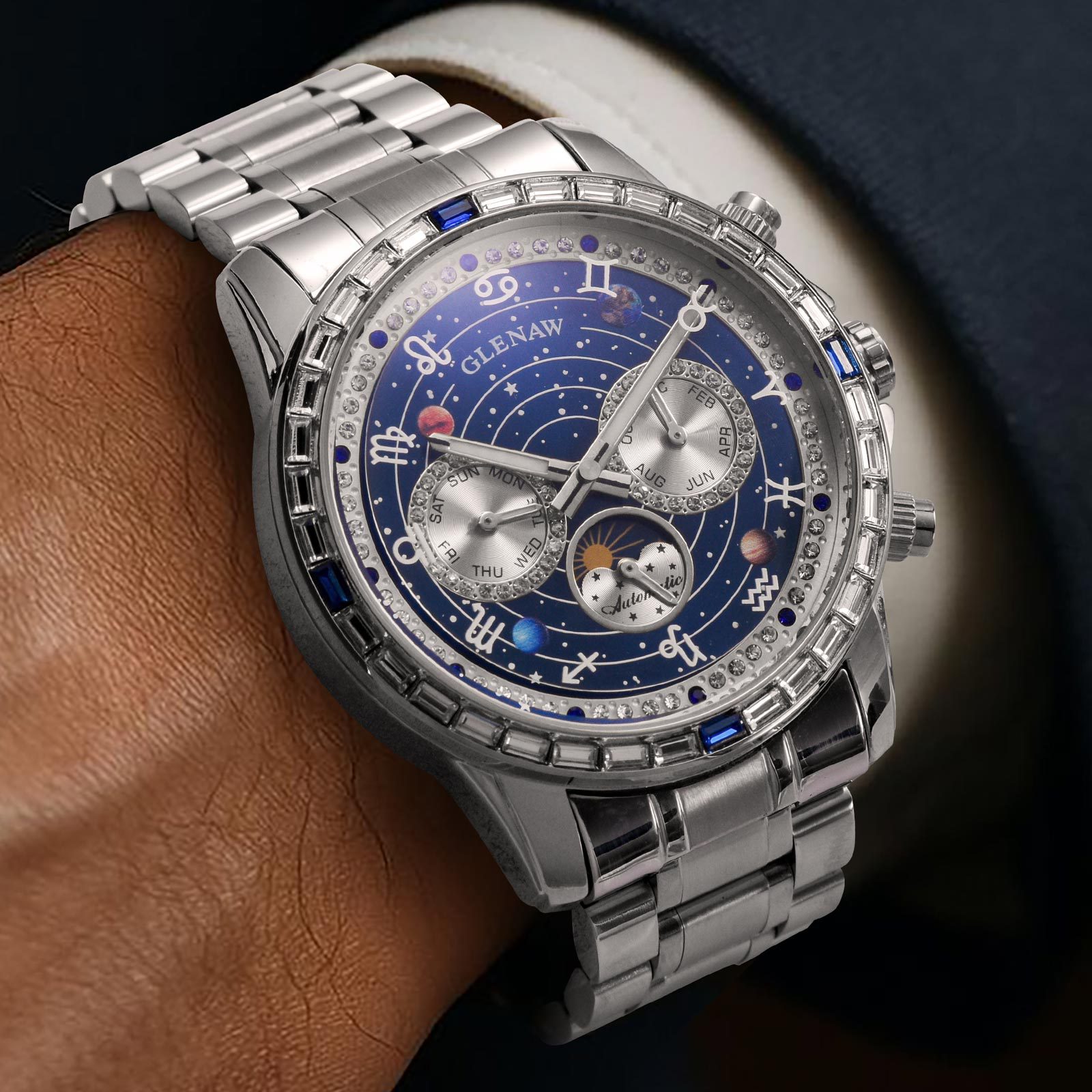 Mens Diamond-Embellished Fully Automatic Mechanical Watch photo 3