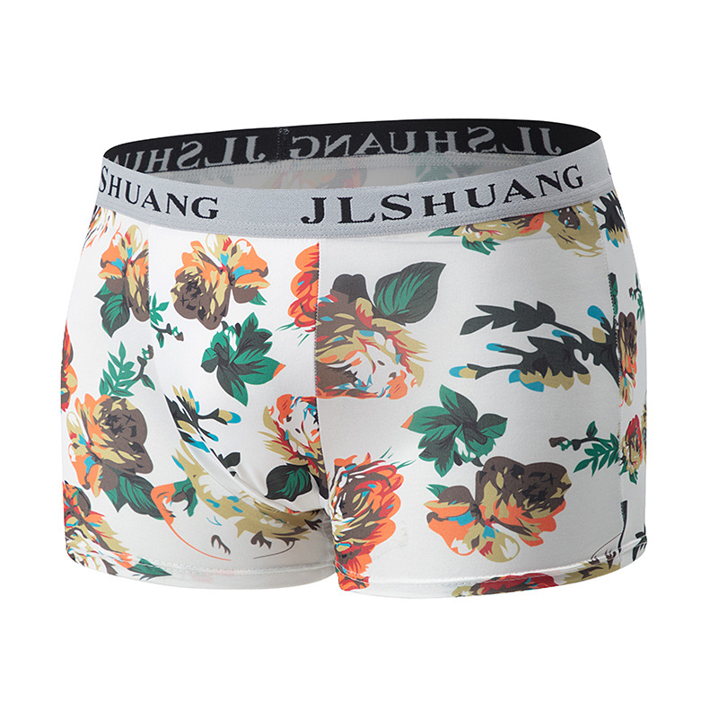 4-Pack Mens Fashionable Boxer Briefs With Floral Print photo 3