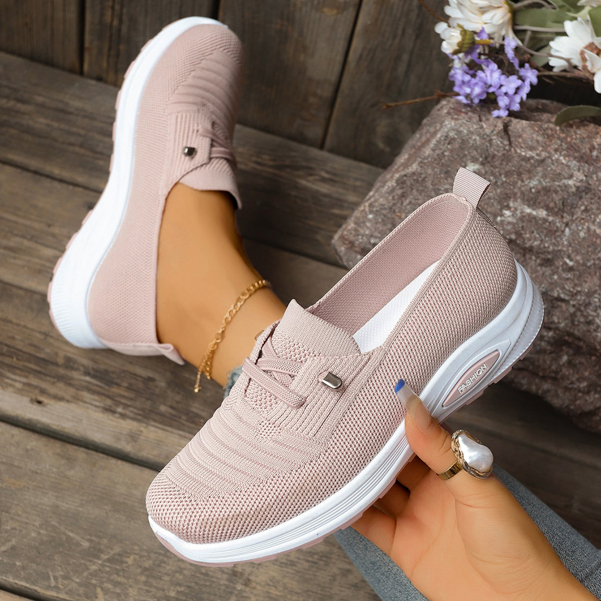 Lightweight Womens Shoes Large Size Casual Flyknit, Breathable photo 7
